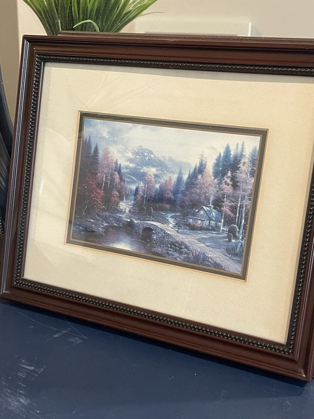 Thomas Kinkade The Valley of Peace Accent Print Framed 12x10 Certificate of Auth